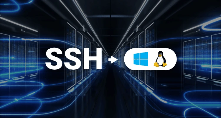 ssh letters with arrows pointing to windows logo and linux penguin